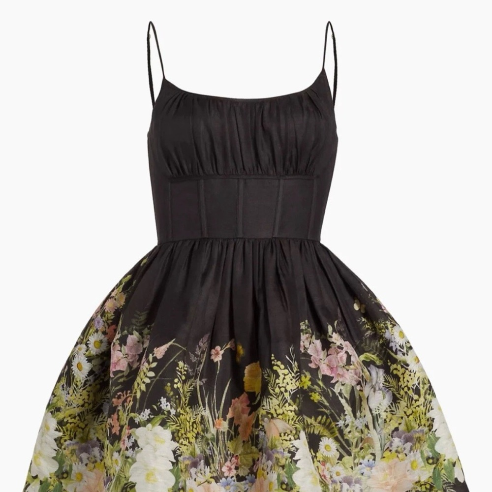 Zimmermann Black and Floral Mini Dress